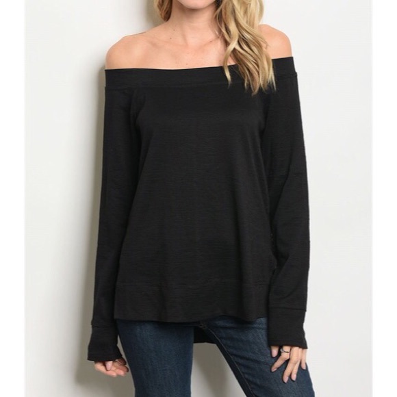 Kallimari Tops - New black Off shoulder sweater top